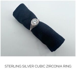 Sterling silver cubic zirconia ring size 5 Edwardian Art Deco antique